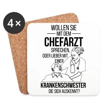 Krankenschwester Krankenpflegerin - Untersetzer (4er-Set) - Weiß - Vorne