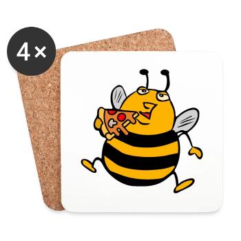 Pizza aux grosses abeilles - Dessous de verre (lot de 4) - blanc - Devant
