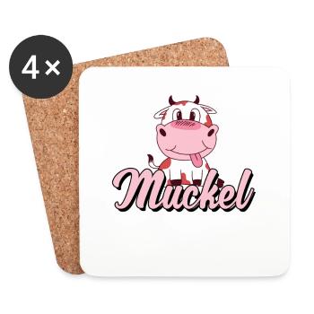 Muckel Kuh Kalb Kälbchen Rind Rindvieh Comic - Untersetzer (4er-Set) - Weiß - Vorne