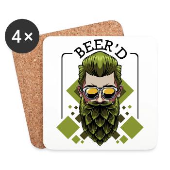 Beer'd Beer Brew Beard Pun Brewer Gift - Dessous de verre (lot de 4) - blanc - Devant