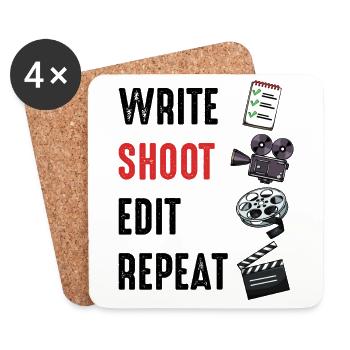 Écrire Shoot Modifier Répéter en disant le cadeau du réalisateur - Dessous de verre (lot de 4) - blanc - Devant