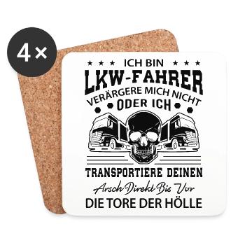 LKW Fahrer Geschenk - Untersetzer (4er-Set) - Weiß - Vorne