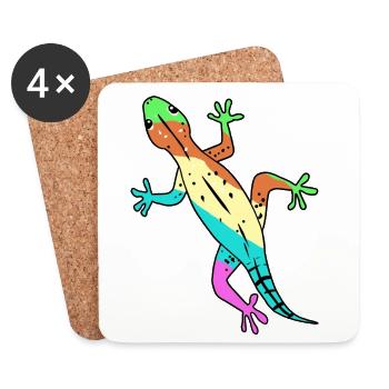 Lézard Gecko Zoologie Faune Amphibien Amphibien - Dessous de verre (lot de 4) - blanc - Devant