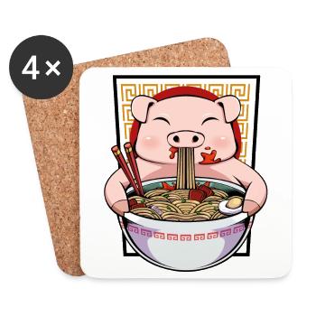 porc - Dessous de verre (lot de 4) - blanc - Devant