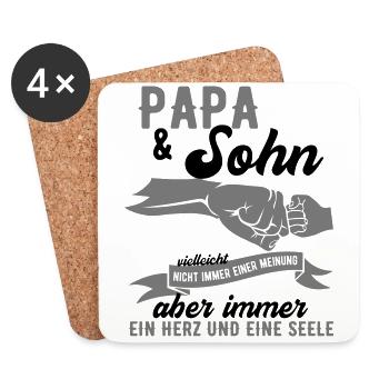Papa Sohn Herz Seele Liebe Familie Vatertag Vater - Untersetzer (4er-Set) - Weiß - Vorne