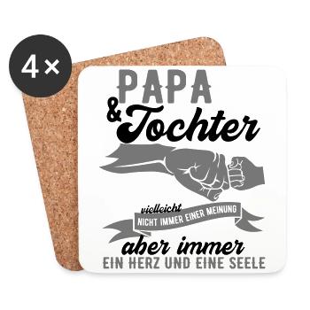Papa Tochter Herz Seele Liebe Vatertag Vater Dad - Untersetzer (4er-Set) - Weiß - Vorne