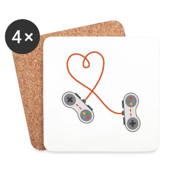Video Gamer Valentines Day Valentinstag Konsole - Untersetzer (4er-Set) - Weiß - Vorne