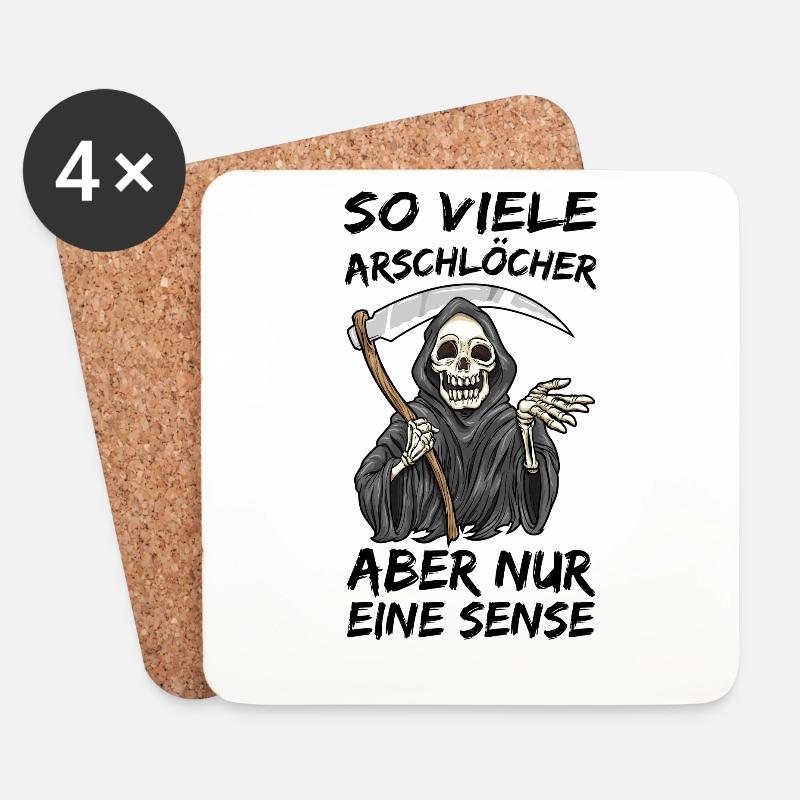 Sensenmann - Untersetzer (4er-Set) - Weiß