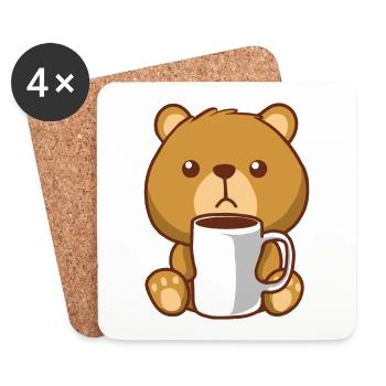 Brown bear bear coffee bear - Coasters (set of 4) - white - Front