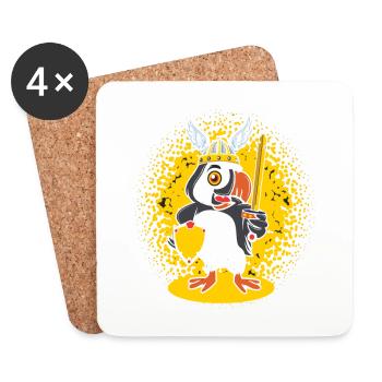 Papageientaucher Wikinger Helm Island - Untersetzer (4er-Set) - Weiß - Vorne