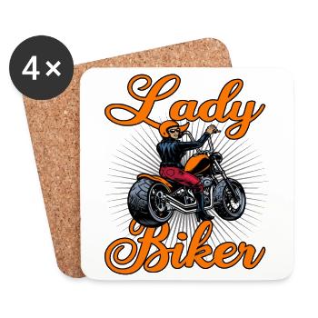 Lady biker biker motocycliste femmes rockeri - Dessous de verre (lot de 4) - blanc - Devant