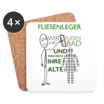 Lustiger Fliesenleger Spruch Geschenkidee - Untersetzer (4er-Set) - Weiß - Vorne