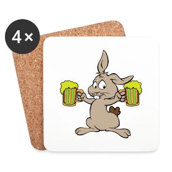 Hase bringt Bier - Untersetzer (4er-Set) - Weiß - Vorne