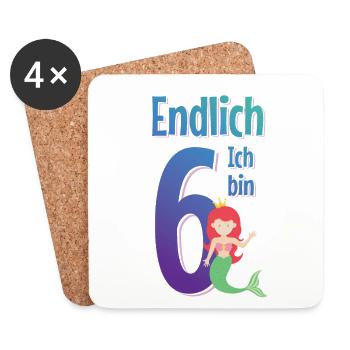 6. Geburtstag Meerjungfrau Sechster Geschenkidee - Untersetzer (4er-Set) - Weiß - Vorne