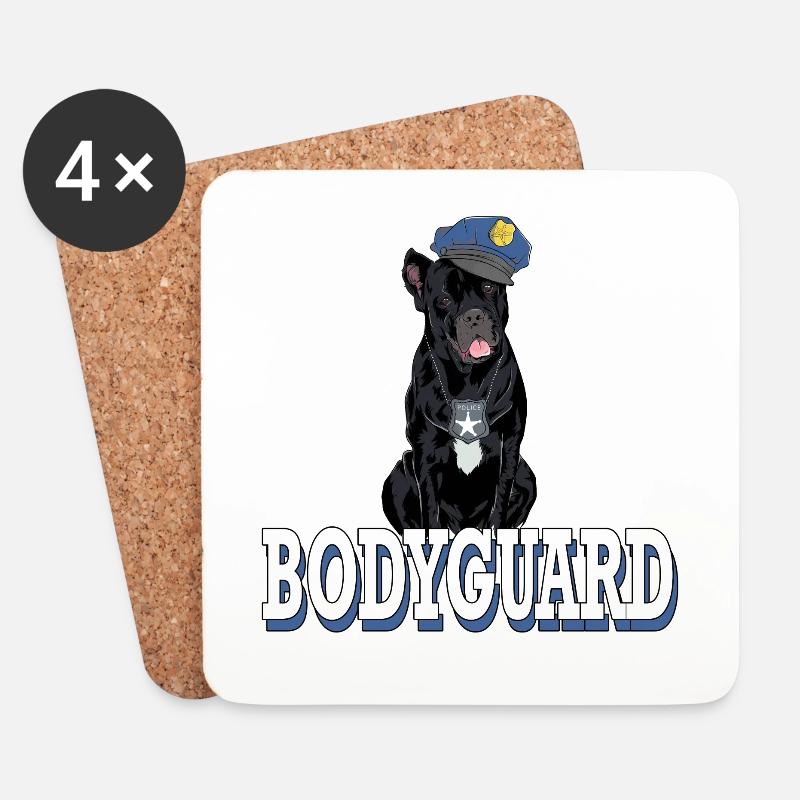 Cane Corso Bodyguard Security Hund Schutz - Untersetzer (4er-Set) - Weiß
