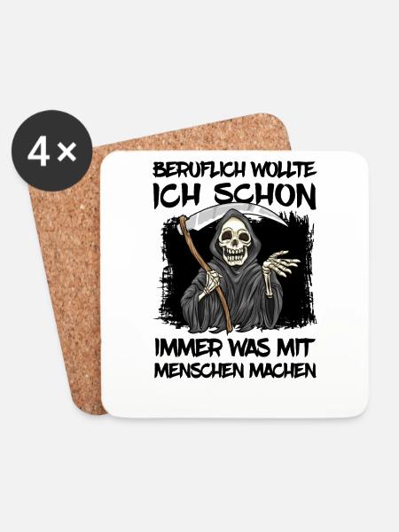 Sensenmann - Untersetzer (4er-Set) - Weiß