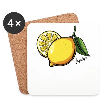 Fruit de citron - Dessous de verre (lot de 4) - blanc - Devant