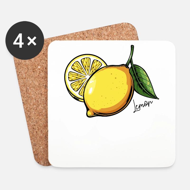 Zitrone Frucht - Untersetzer (4er-Set) - Weiß
