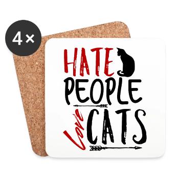 I hate cat people - Coasters (set of 4) - white - Front