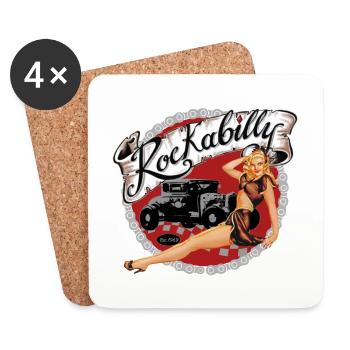 Rockabilly Vintage Retro PinUp Hot Rod - Coasters (set of 4) - white - Front