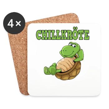 Lustiges Chillkröte Schildkröte Urlaub Chillen - Untersetzer (4er-Set) - Weiß - Vorne