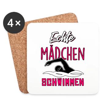 Echte Mädchen schwimmen - Untersetzer (4er-Set) - Weiß - Vorne