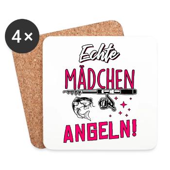 Echte Mädchen Angeln - Untersetzer (4er-Set) - Weiß - Vorne