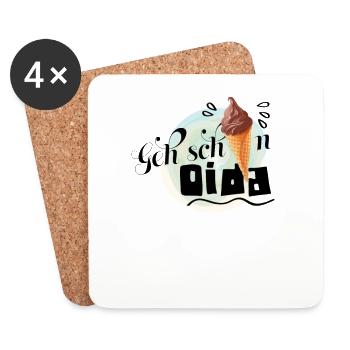 Geh scheissn Oida Spruch mit Eis Eiscreme. Cool - Untersetzer (4er-Set) - Weiß - Vorne