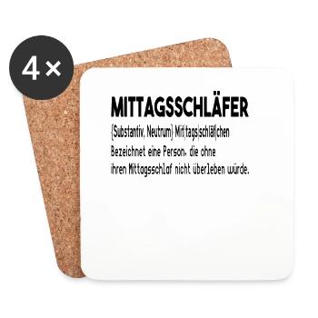 Lustiges Mittagsschlaf Mittagschläfer Geschenk - Untersetzer (4er-Set) - Weiß - Vorne