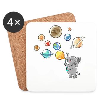 Planète la plus ensoleillée Elephant Ballons - Dessous de verre (lot de 4) - blanc - Devant