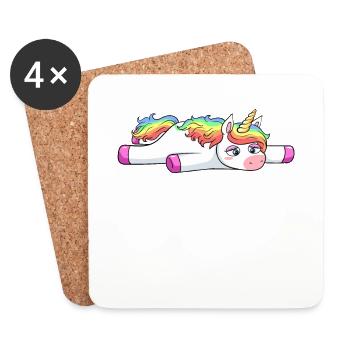 Müdes Einhorn KO Platt - Untersetzer (4er-Set) - Weiß - Vorne