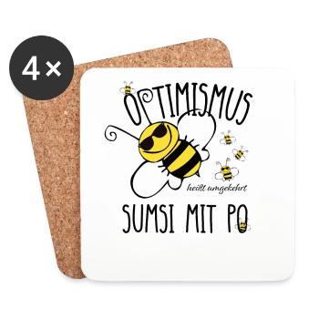 Optimismus Sumsi mit Po Imker Bienen Hummel Honig - Untersetzer (4er-Set) - Weiß - Vorne