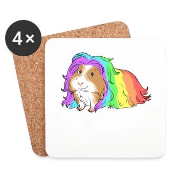 Guinea Pig Rainbow Colorful - Coasters (set of 4) - white - Front
