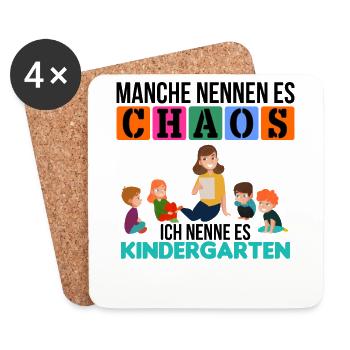 Chaos im Kindergarten - Untersetzer (4er-Set) - Weiß - Vorne