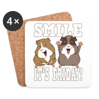 Guinea pig smile it's Friday - Coasters (set of 4) - white - Front