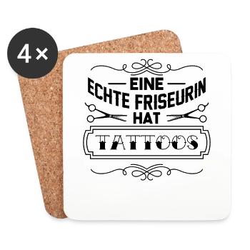 Tätowierte Friseurin - Untersetzer (4er-Set) - Weiß - Vorne