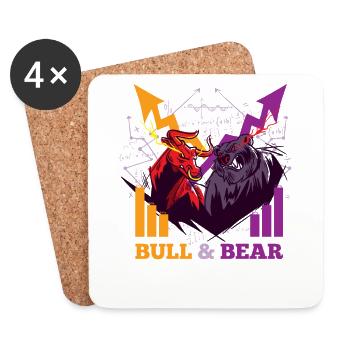 Bull & Bear Bull Market Stocks Exchange Stock Market - Coasters (set of 4) - white - Front