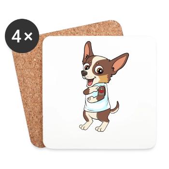 Chihuahua j'aime maman coeur pour un - Dessous de verre (lot de 4) - blanc - Devant