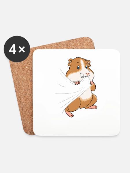 Guinea pig gnaw nibble hide design - Coasters (set of 4) - white