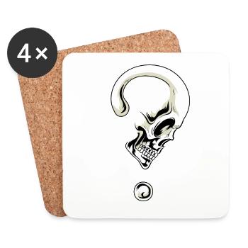 Tête de mort unique sous forme de points d’interrogation - Dessous de verre (lot de 4) - blanc - Devant