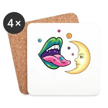 Planètes et conception de la lune pour une planète - Dessous de verre (lot de 4) - blanc - Devant