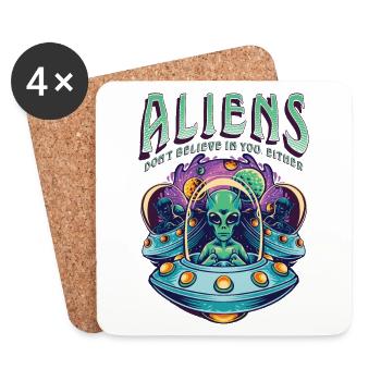 Les extraterrestres ne croient pas en vous non plus - Dessous de verre (lot de 4) - blanc - Devant