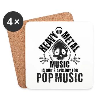 Heavy Metal Music Fan Heavy Metal God's Apology - Coasters (set of 4) - white - Front