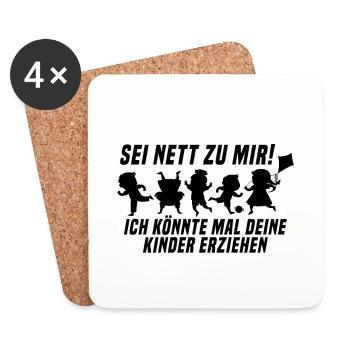 Kindergärtner im Einsatz - Untersetzer (4er-Set) - Weiß - Vorne