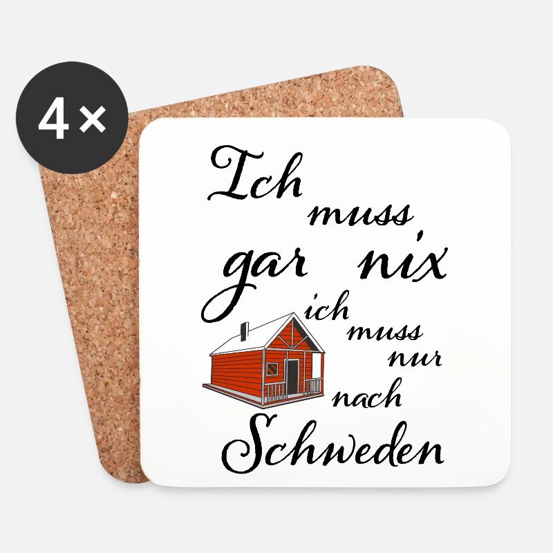 Ich muss gar nichts Ich muss nur nach Schweden - Untersetzer (4er-Set) - Weiß