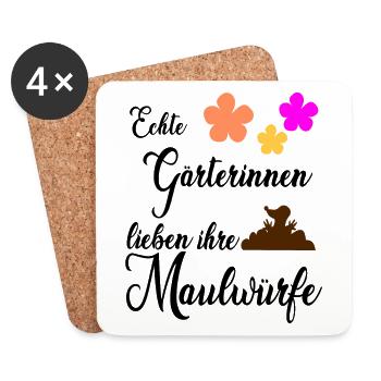 Maulwurf Maulwürfe Garten Geschenk - Untersetzer (4er-Set) - Weiß - Vorne