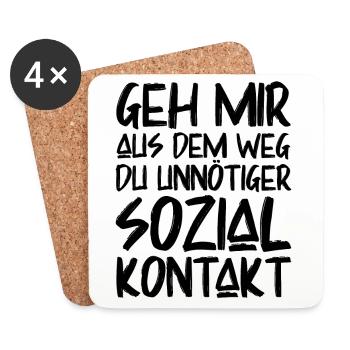 Geh mir aus dem Weg Du unnötiger Sozialkontakt - Untersetzer (4er-Set) - Weiß - Vorne