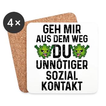 Geh mir aus dem Weg Du unnötiger Sozialkontakt - Untersetzer (4er-Set) - Weiß - Vorne