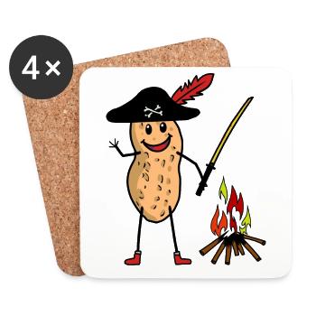 Peanut Pirate Buccaneer Campfire Kids Saber - Coasters (set of 4) - white - Front