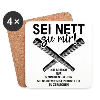 Friseurin Friseur - Untersetzer (4er-Set) - Weiß - Vorne